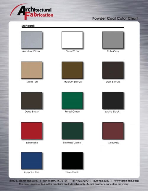 Bronze Anodized Aluminum Color Chart