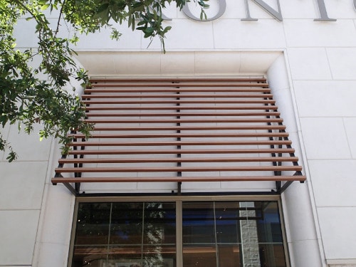 Frontgate in Plano | Wood Grain Decorative Aluminum Awnings | Retail