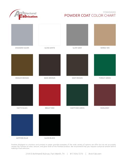 Standard Powder Coat Colors